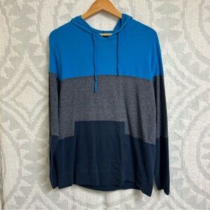 Broken Threads Blue Color-block Lightweight Hoodie